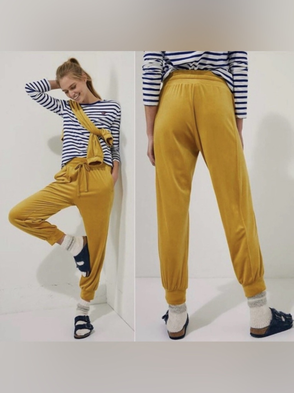 Anthropologie Saturday Sunday Merida Goldenrod Velvet Joggers Medium